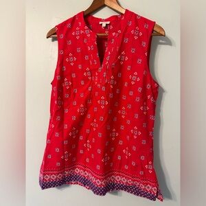 Talbots Medium Sleeveless Red Print Blouse